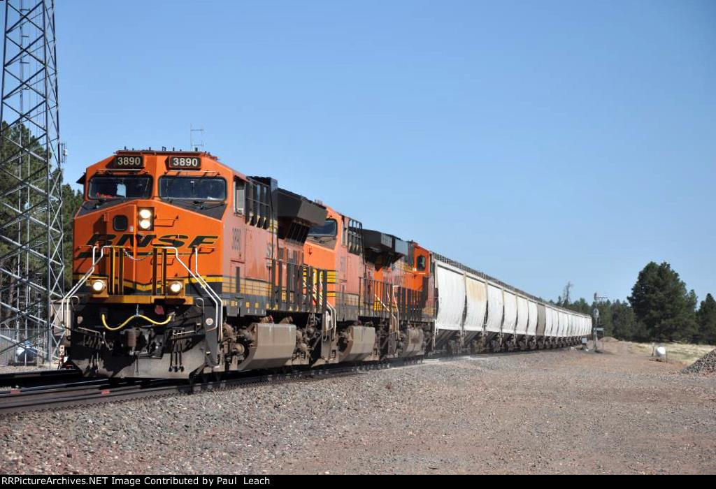 Grain train rolls east